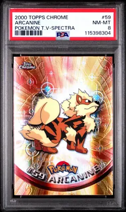 2000 TOPPS CHROME POKEMON T.V. SPECTRA #59 ARCANINE PSA 8 - Image 1