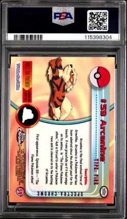2000 TOPPS CHROME POKEMON T.V. SPECTRA #59 ARCANINE PSA 8 - Image 2