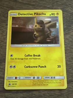 2019 Pokemon Detective Pikachu 10/18 Detective Pikachu Holo LP - Image 1
