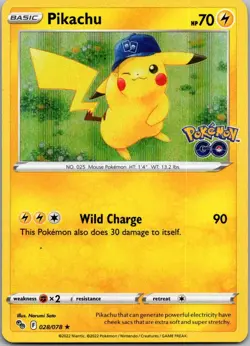 Pikachu (28) Holo Rare Pokemon GO 028/078 NM - Image 1