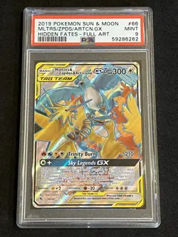2019 POKEMON SUN & MOON HIDDEN FATES FA/MOLTRES ZAPDOS ARTICUNO GX PSA 9 - Image 1