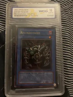 Yugioh 2003 Upper Deck SDP-001 Relinquished Holo Foil Ultra Rare GRADED 10 rare - Image 1
