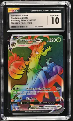CGC 10 Trevenant VMAX Rainbow 206/203 SWSH Evolving Skies Pokemon Card - Image 1