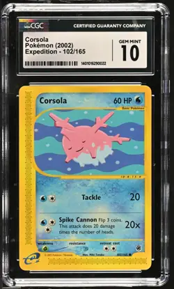 CGC 10 Corsola 102/165 Expedition 2003 Pokemon Card - Image 1