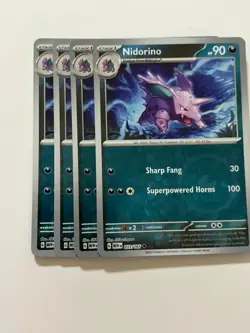 Pokemon Card 151 4x Playset Reverse Holographic Nidorino 033/165 Near Mint - Image 1