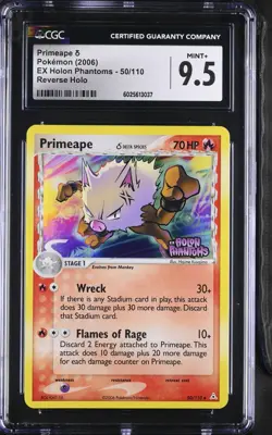 CGC 9.5 Primeape Reverse Holo 50/110 EX Holon Phantoms 2006 Pokemon Card - Image 1