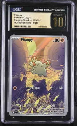 CGC 10 Pristine Phanpy 205/191 IR Surging Sparks SSP Pokemon Card - Image 1