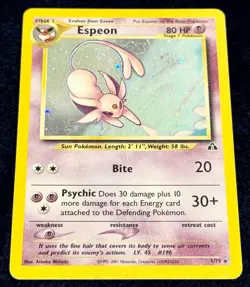 Pokemon Card WOTC Espeon 1/75 Neo Discovery Holographic RARE - Image 1
