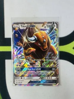 Pokemon Card Tauros GX 100/149 Sun & Moon Base Holo Ultra Rare NM - Image 1