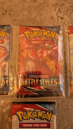 Pokemon TCG Battle Styles Booster Pack Art Set + 2 Card Sample Packs (6 Packs) - Image 4