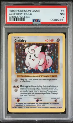 PSA 7 Clefairy Holo 5/102 Base Set Shadowless 1999 Pokemon Card - Image 1