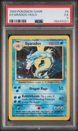 PSA 5 Gyarados Holo 6/102 Base Set 1999 Pokemon Card - Image 1