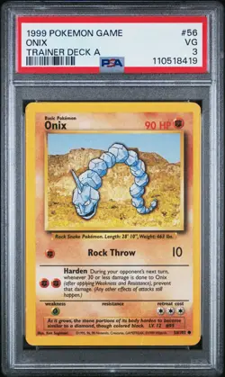 PSA 3 Onix 56/102 Trainer Deck A Red Back 1999 Pokemon Card - Image 1