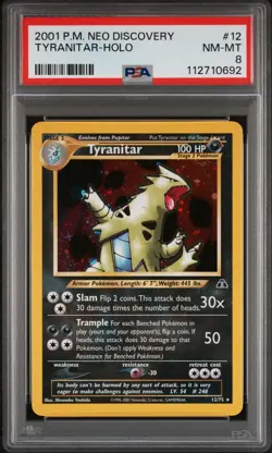 PSA 8 Tyranitar Holo 12/75 Neo Discovery 2001 Pokemon Card - Image 1
