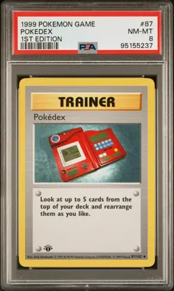 PSA 8 Pokedex 87/102 1st Edition Shadowless Base Set 1999 Pokemon Card - Image 1