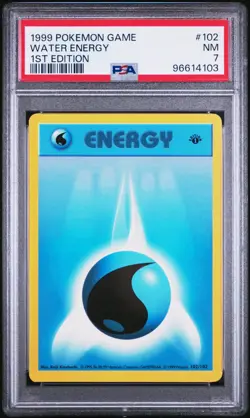 PSA 7 Water Energy 102/102 1st Edition Base Set 1999 Pokemon Card - Image 1