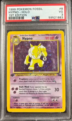PSA 3 Hypno Holo 8/62 1st Edition Fossil 1999 Pokemon Card - Image 1