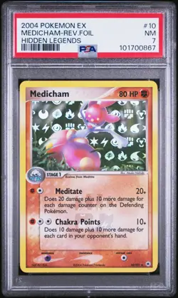 PSA 7 Medicham Reverse Holo 10/101 EX Hidden Legends 2004 Pokemon Card - Image 1