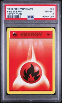 PSA 8 Fire Energy 98/102 1st Edition Shadowless Base Set 1999 Pokemon Card - Image 1