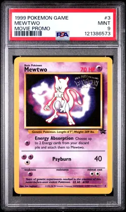 PSA 9 Mewtwo 3 Black Star Promo Movie Promo 1999 Pokemon Card - Image 1