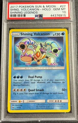 PSA 10 Shining Volcanion Holo 2773 Shining Legends 2017 Pokemon Card - Image 1