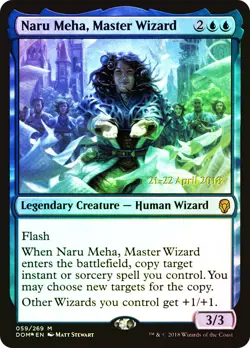 MTG FOIL Naru Meha, Master Wizard (Prerelease) (Dominaria) - Promo #059s - Image 1