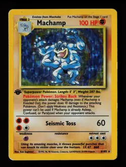 Machamp 1st Edition 8/102 Holo Rare Deck Exclusives Base Set Pokemon Card - Image 1