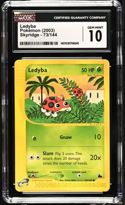 CGC 10 Ledyba 73/144 Skyridge 2003 Pokemon Card - Image 1