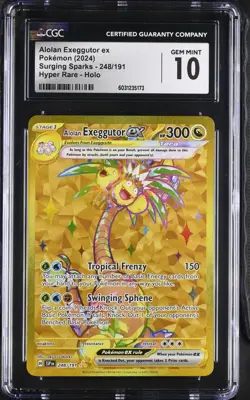 CGC 10 Alolan Exeggutor ex Gold 248/191 Surging Sparks SSP Pokemon Card - Image 1