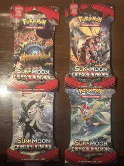 4 Pokemon TCG: Sun & Moon Crimson Invasion Sleeved Booster Packs - Image 1