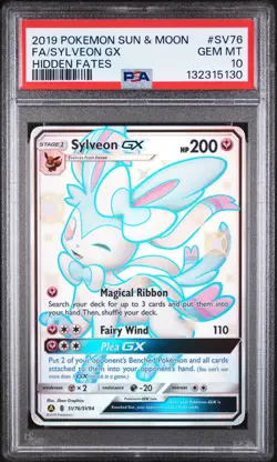 2019 POKEMON SUN & MOON HIDDEN FATES #SV76 FULL ART/SYLVEON GX PSA 10 - Image 1