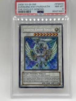 Avenging Knight Parshath 2008 PSA 8 NM-MINT Secret Rare TDGS-EN000 Yugioh - Image 1