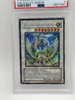 Avenging Knight Parshath 2008 PSA 8 NM-MINT Secret Rare TDGS-EN000 Yugioh - Image 2