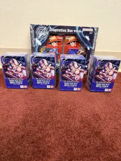 One Piece Sealed TCG Lot Vol 6 - Four Double Pack Sets + Illustration Box Azure - Image 1