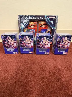 One Piece Sealed TCG Lot Vol 6 - Four Double Pack Sets + Illustration Box Azure - Image 2