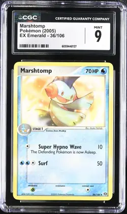 CGC 9 Marshtomp 36/106 EX Emerald 2005 Pokemon Card - Image 1