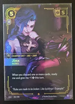 Riftbound Jinx EPIC Single CARD OGN-202 - League Of Legends - Image 1