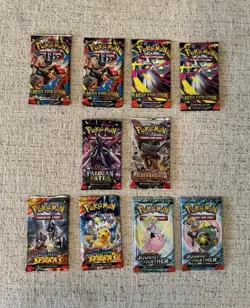 10x Sealed Lot English Pokemon Packs - Paldean Fates, Mega Evolution & More - Image 1