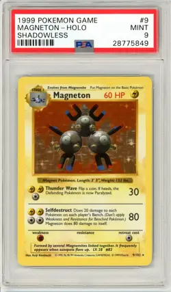 Pokemon Magneton Base Set Shadowless #9 Holo Rare PSA 9 Mint - Image 1