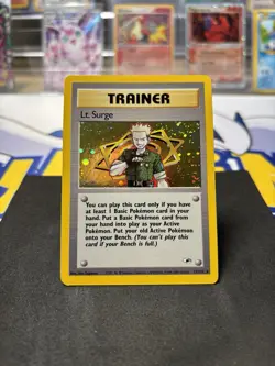 Pokemon TCG Lt Surge Trainer 17/132 Gym Heroes Holo Near Mint WOTC - Image 1