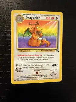 Pokemon TCG Dragonite 19/62 Fossil Non-Holo Rare Card Unlimited LP - Image 1