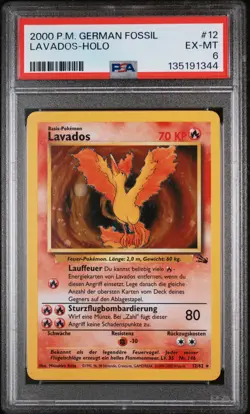 2000 POKEMON GERMAN FOSSIL #12 LAVADOS-HOLO PSA 6 - Image 1