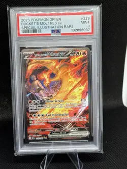 2025 POKEMON DRI EN-DESTINED RIVALS #229 TEAM ROCKET'S MOLTRES EX PSA 9 - Image 1