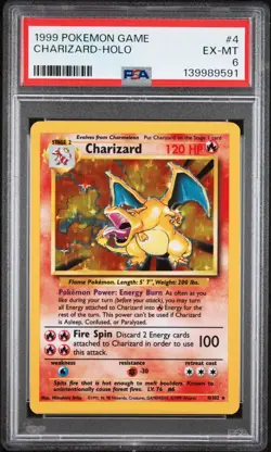 1999 POKEMON GAME CHARIZARD-HOLO PSA 6 Ex-MT FRESH CERT - Image 1