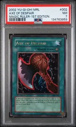 2002 Yu-Gi-Oh! Axe of Despair MRL-002 1st Edition Ultra Rare PSA 7 Vintage - Image 1