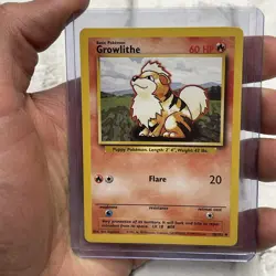 Pokemon Card Growlithe (28/102) Base Set Uncommon 1999 Vintage Pokemon WOTC NM - Image 1