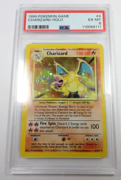 PSA 6 EX MT MINT 1999 Pokemon 4/108 Holo Charizard Base Set Card #57210B - Image 1