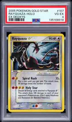 2005 POKEMON EX DEOXYS GOLD STAR #107 RAYQUAZA-HOLO PSA 4 - Image 1