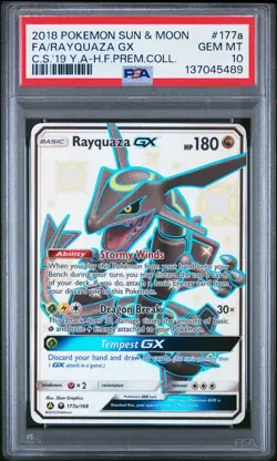 2018 POKEMON SUN & MOON CELESTIAL STORM #177A FULL ART/RAYQUAZA GX PSA 10 - Image 1