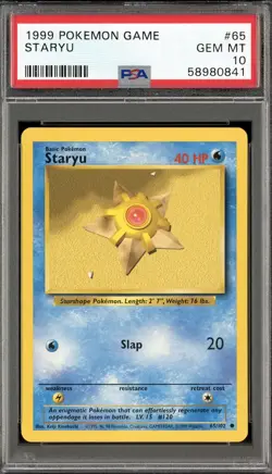 1999 POKEMON GAME BASE SET #65 STARYU PSA 10 GEM MINT - Image 1